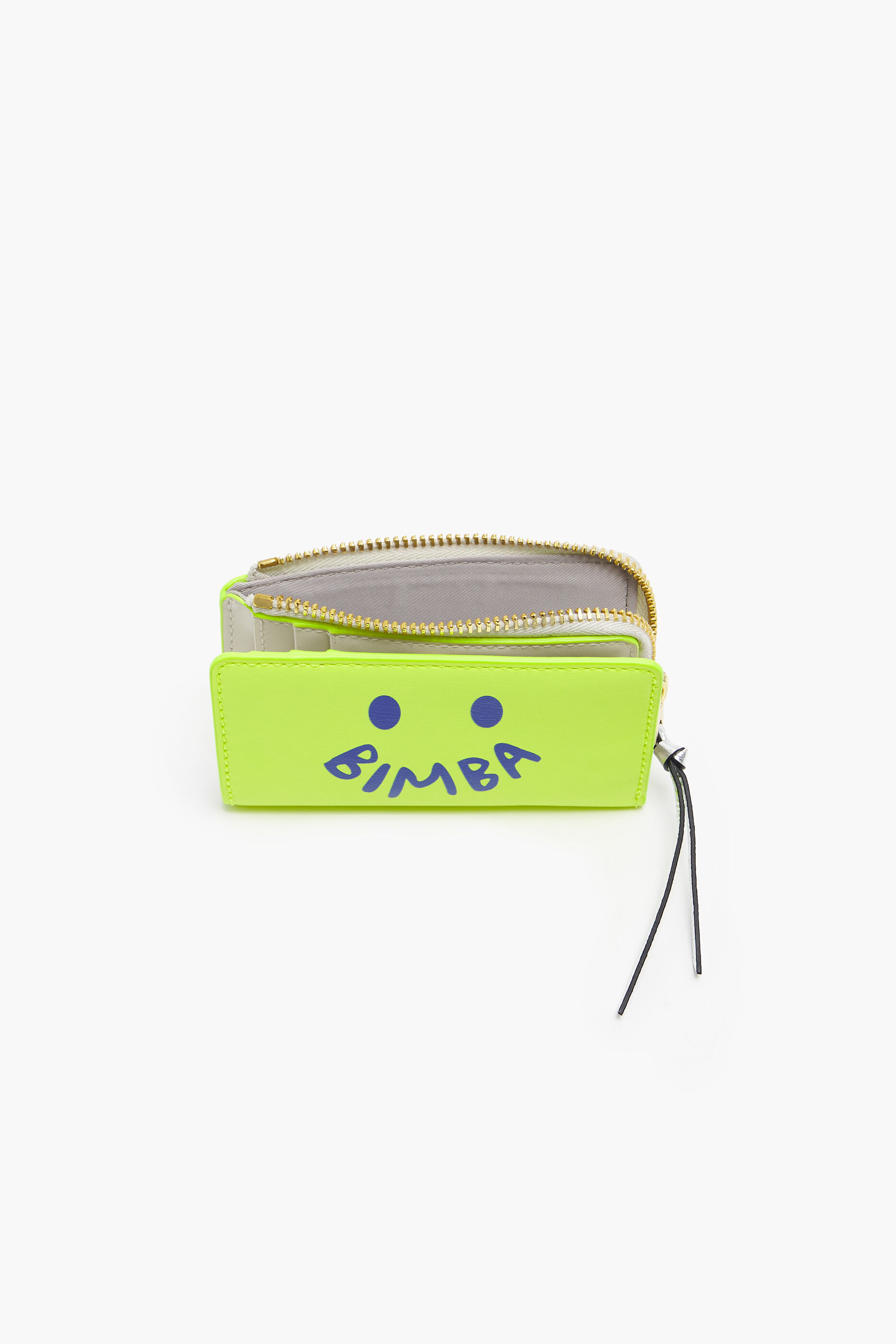 Carteira retangular de couro amarelo neon