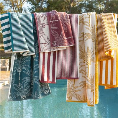 Linge de toilette rayures jacquard - 450 g/m² - BECQUET CRÉATION
