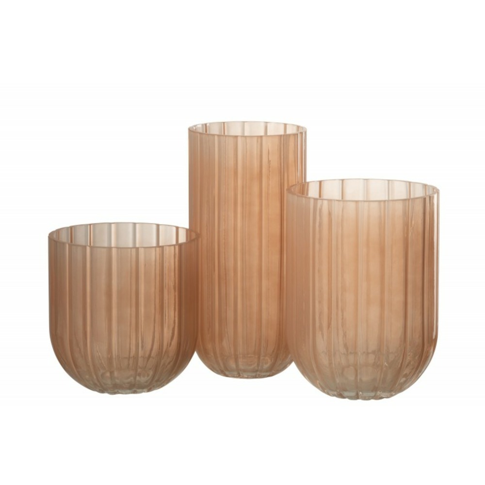 Vase avec ligne en verre rose 12x12x25 cm