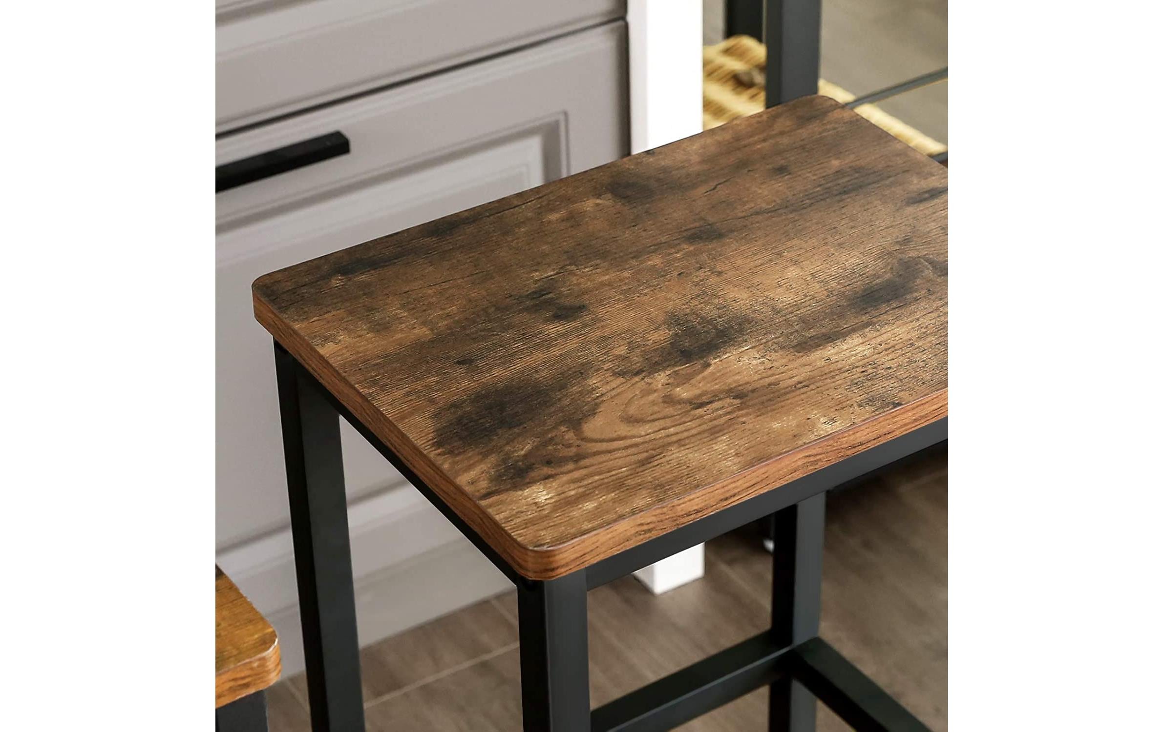 Barhocker eckig, 2er Set 40 x 65 cm, Braun/SchwarzBarstühle