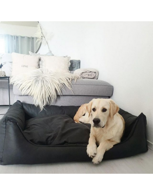 Maxxnobel Orthopedische Sofa Lederlook\/Teddy Zwart&Antraciet - Hondenbank