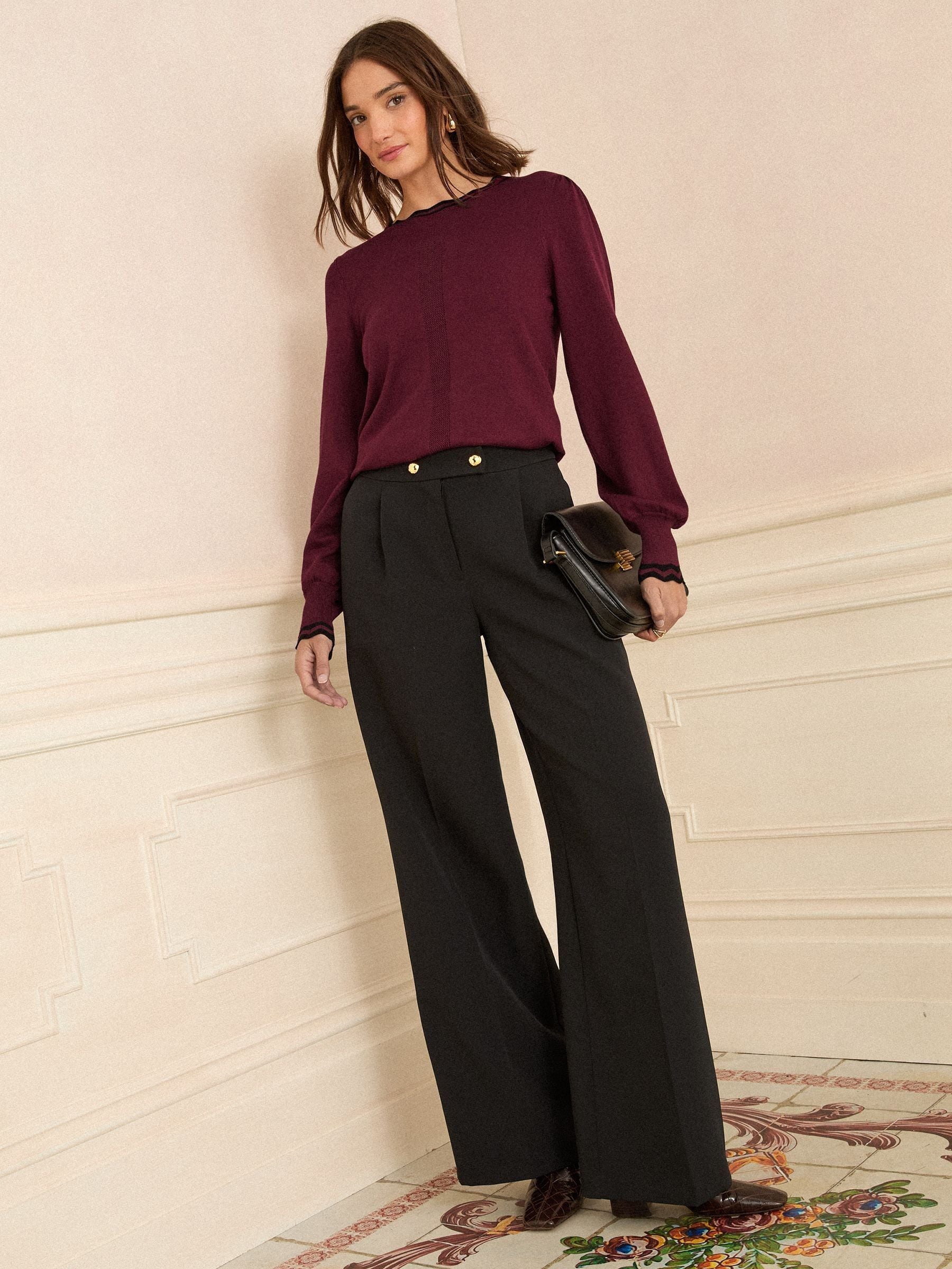 Paarsrood - Love & Roses Scallop Knit Jumper