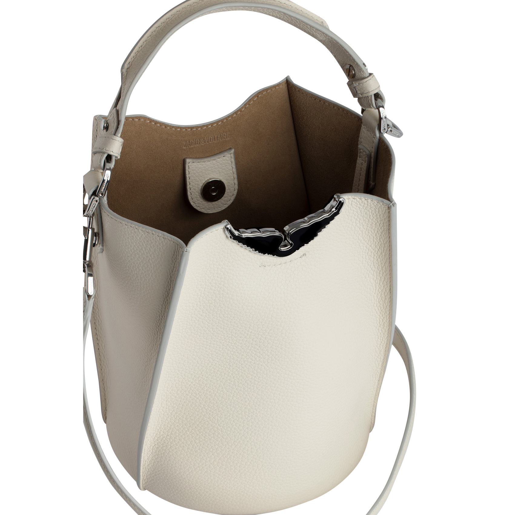 BORDERLINE - Sac seau en cuir grainé | Blanc