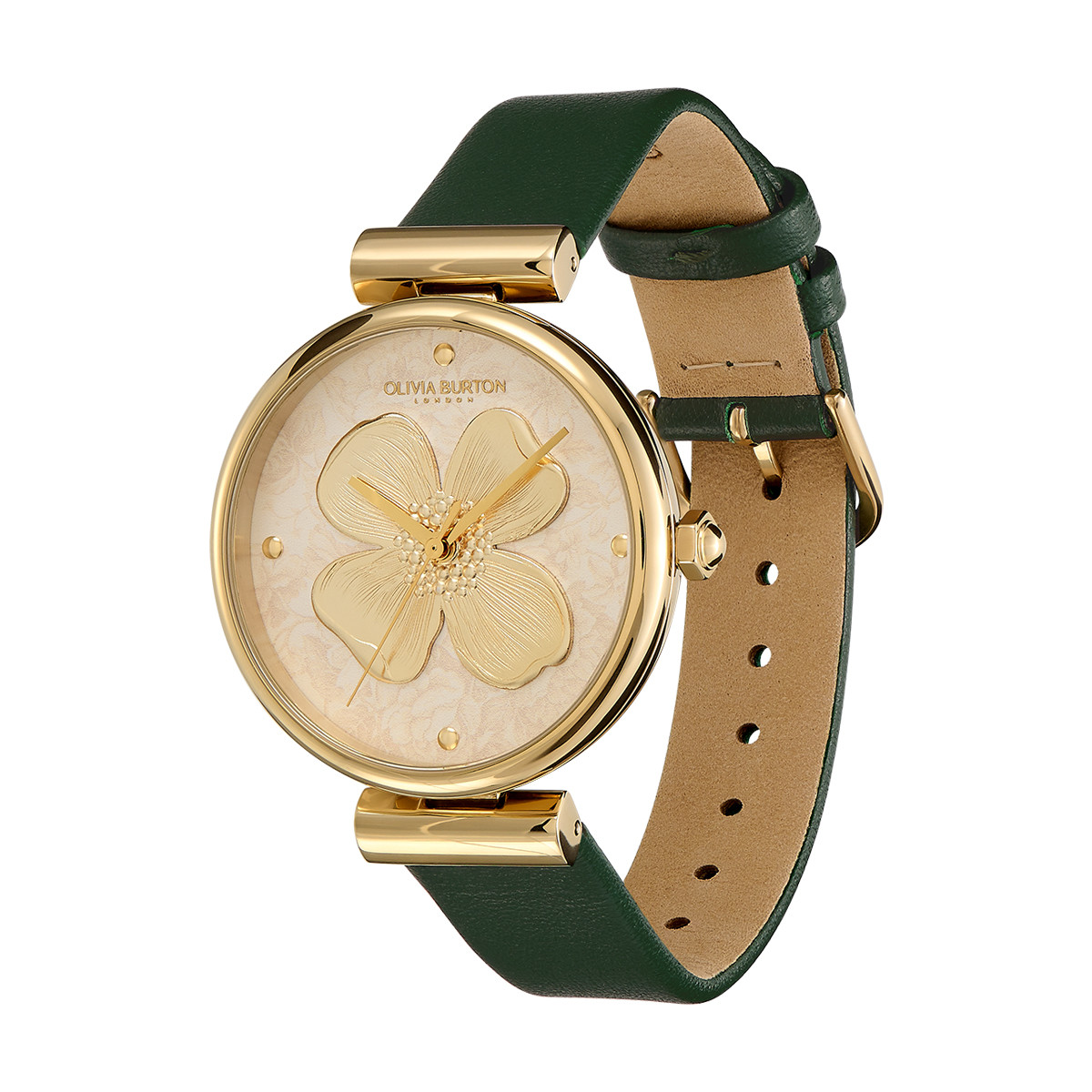 Montre OLIVIA BURTON dogwood femme analogique, bracelet cuir vert