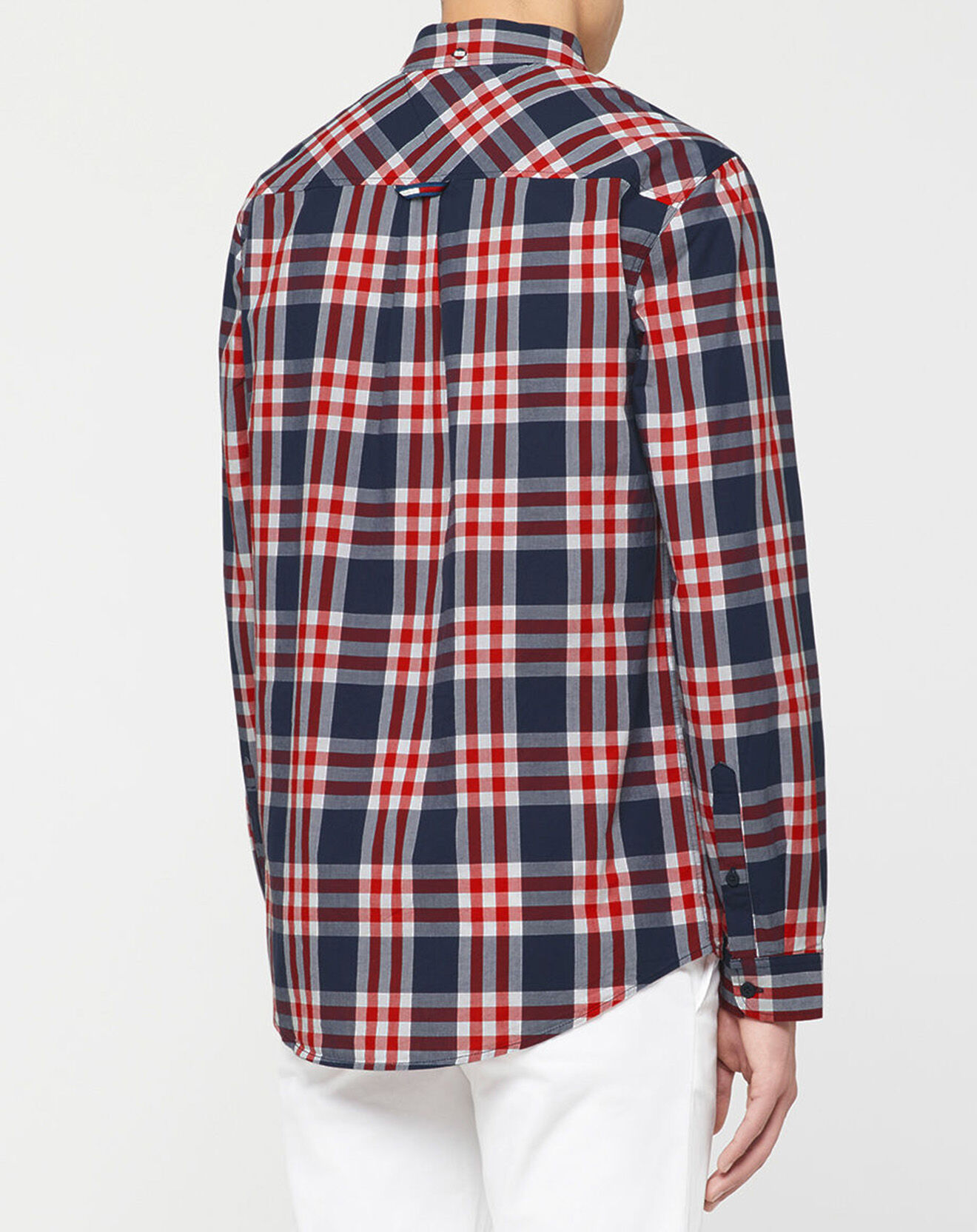 Tommy Jeans Chemise droite en Popeline Essentl à carreaux bleu marine/rouge