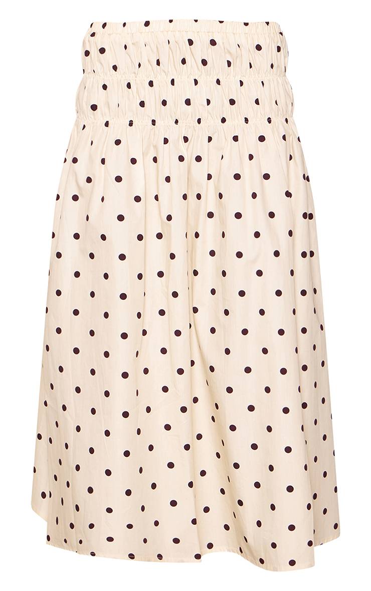 Citron Jupe Midi Taille Basse Froncée En Coton À Pois