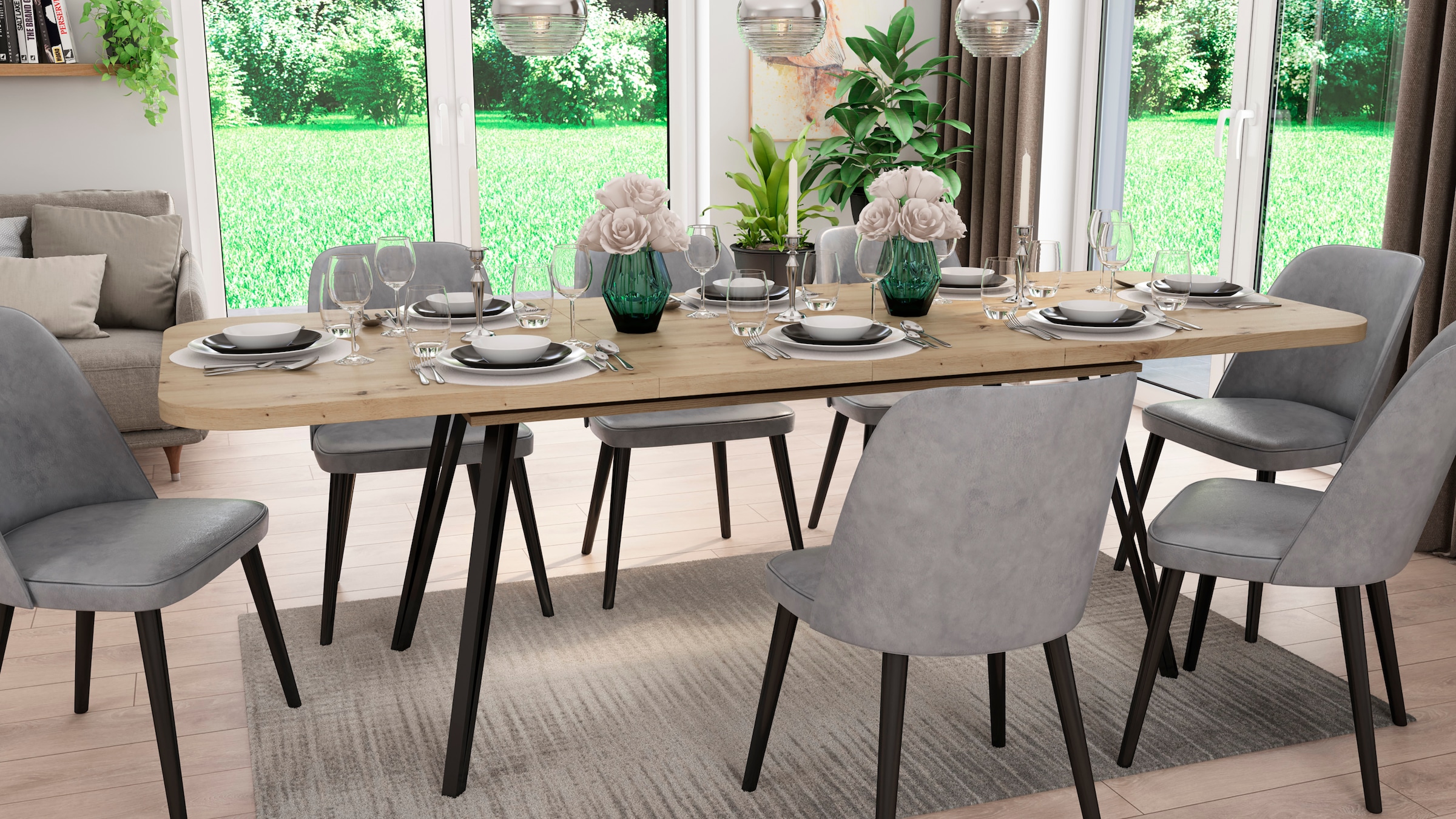 byLIVING Kulissentisch »Life« 1 Stk. tlg. mit Synchronauszug, ausziehbar von 160 auf 240 cm, Artisan Eiche