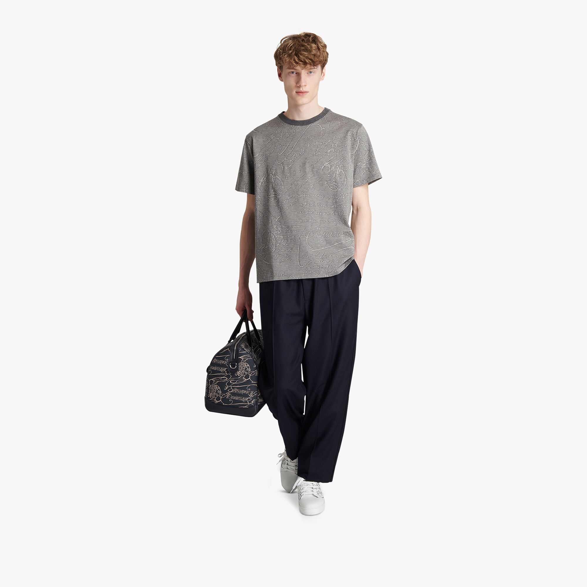 T-Shirt En Jacquard Scritto All-Over