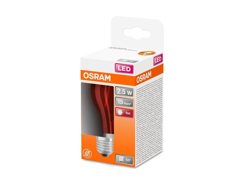 OSRAM Lampe Star Décor Red, 2.5W, E27 Warmweiss Farbige LED-Lampe
