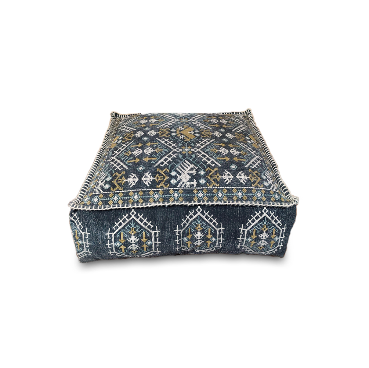 Pouf 'Aztek', denim, multicolor, B 60 cm, L 60 cm, H 20 cm von fischer's lagerhaus
