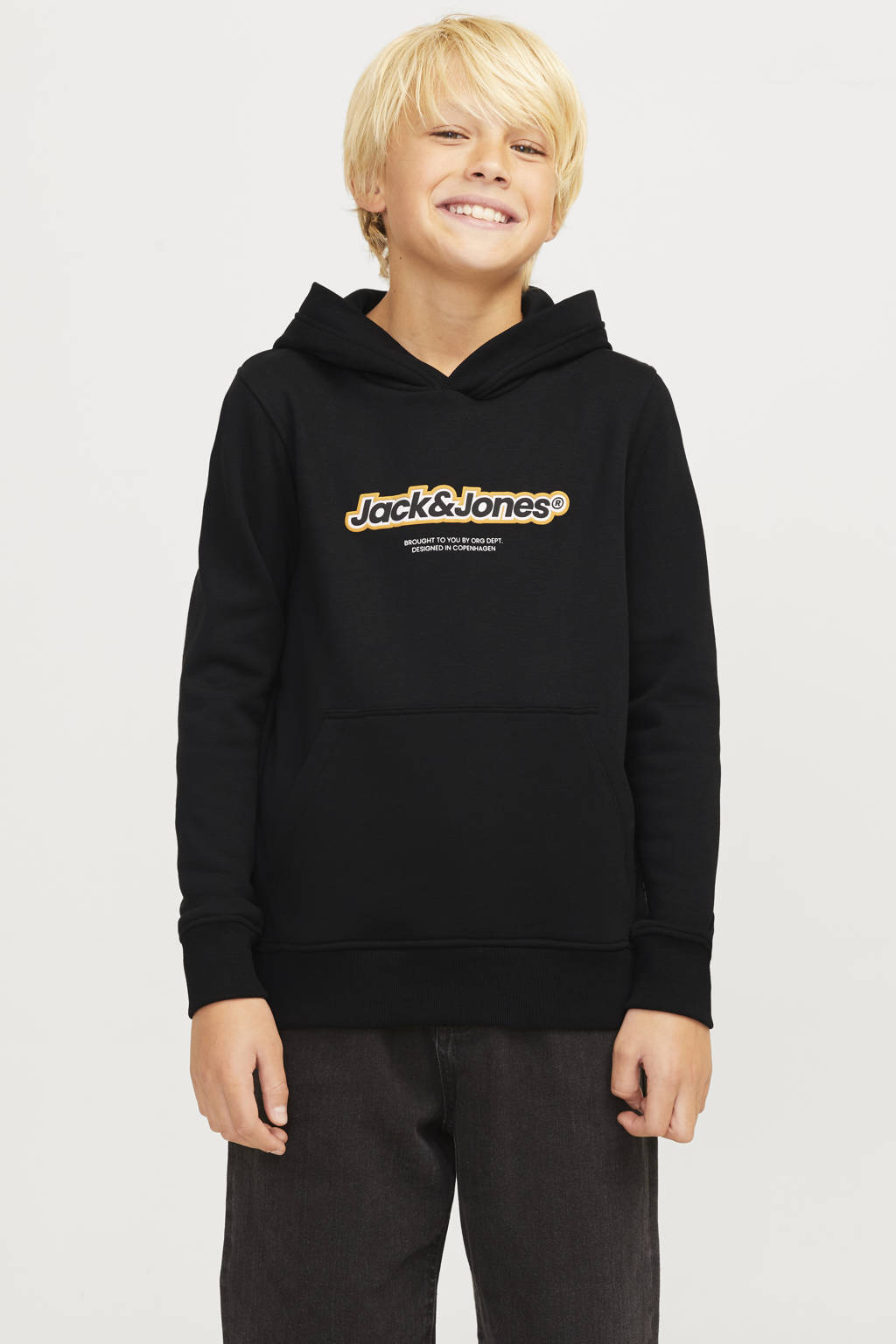 JACK & JONES hoodie JORVESTERBRO NEWTON met logo zwart