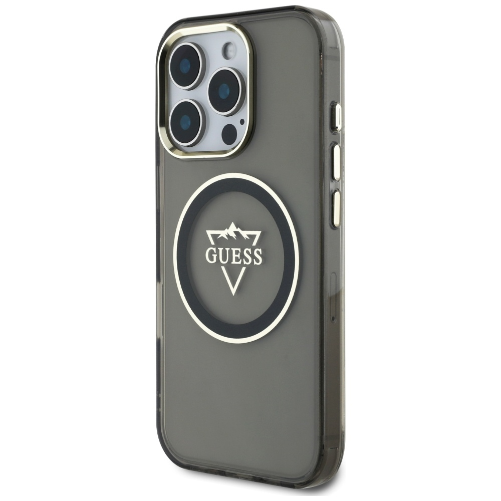 iPhone 16 Pro MagSafe Hardcase Hülle IML Metal Mountain (GUHMP16LHFGTMSLSK) - Schwarz / Transparent