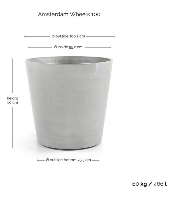 Ecopots Kunststoff-Topf Amsterdam mit Rollen,
