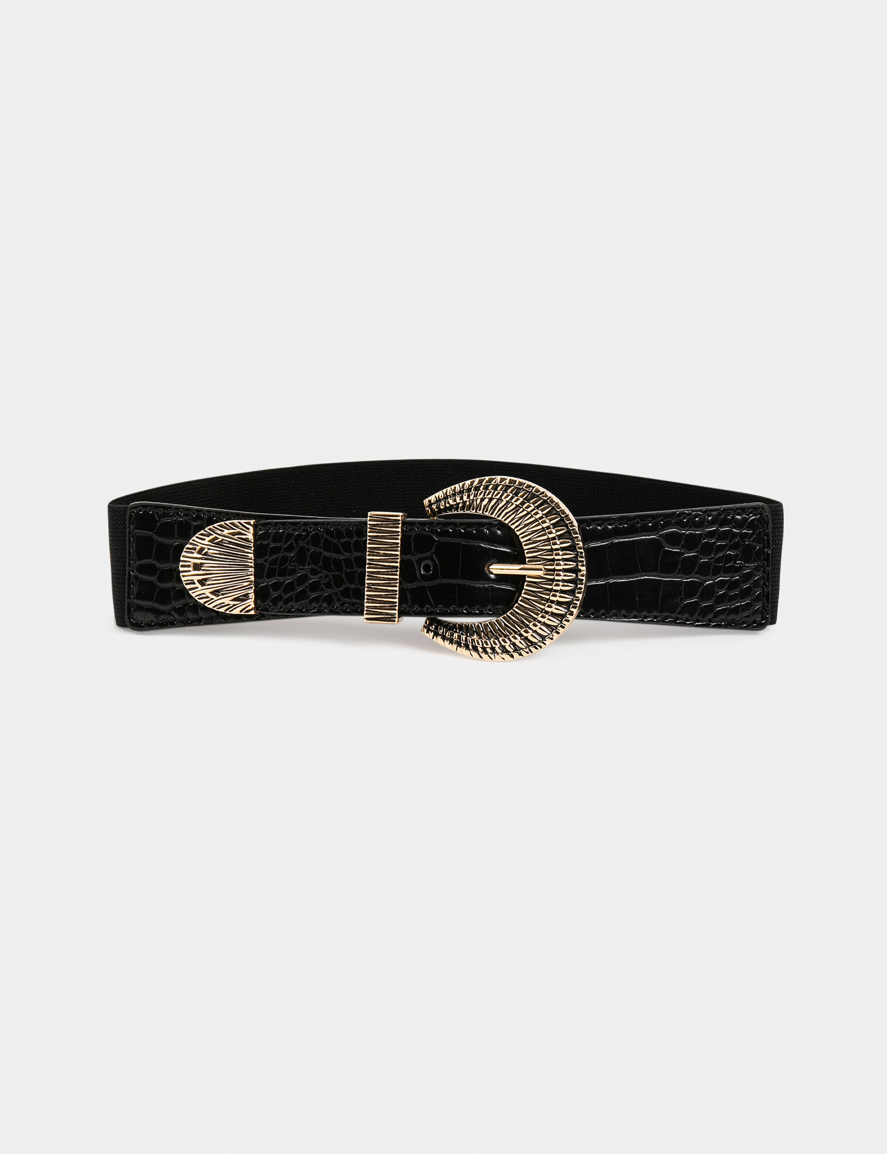 Ceinture élastiquée avec boucle noir femme - noir