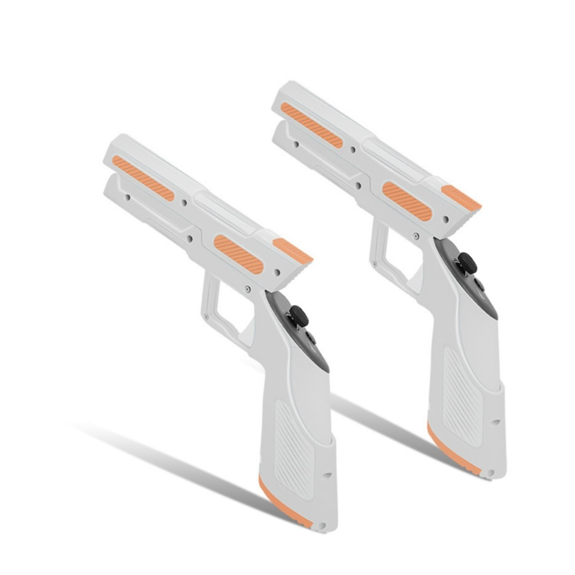 (2er-Set) Meta Quest / Oculus Quest 3 / 3S Gaming Gun Aufsatz für Controller Gamepad - Weiss / Orange