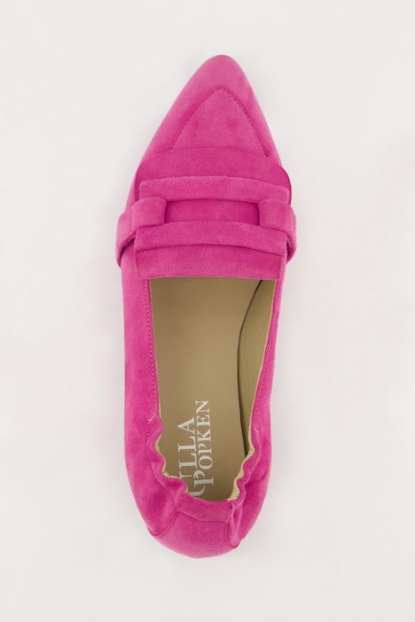 Leder-Ballerinas, Veloursleder, elastische Ferse, Weite H