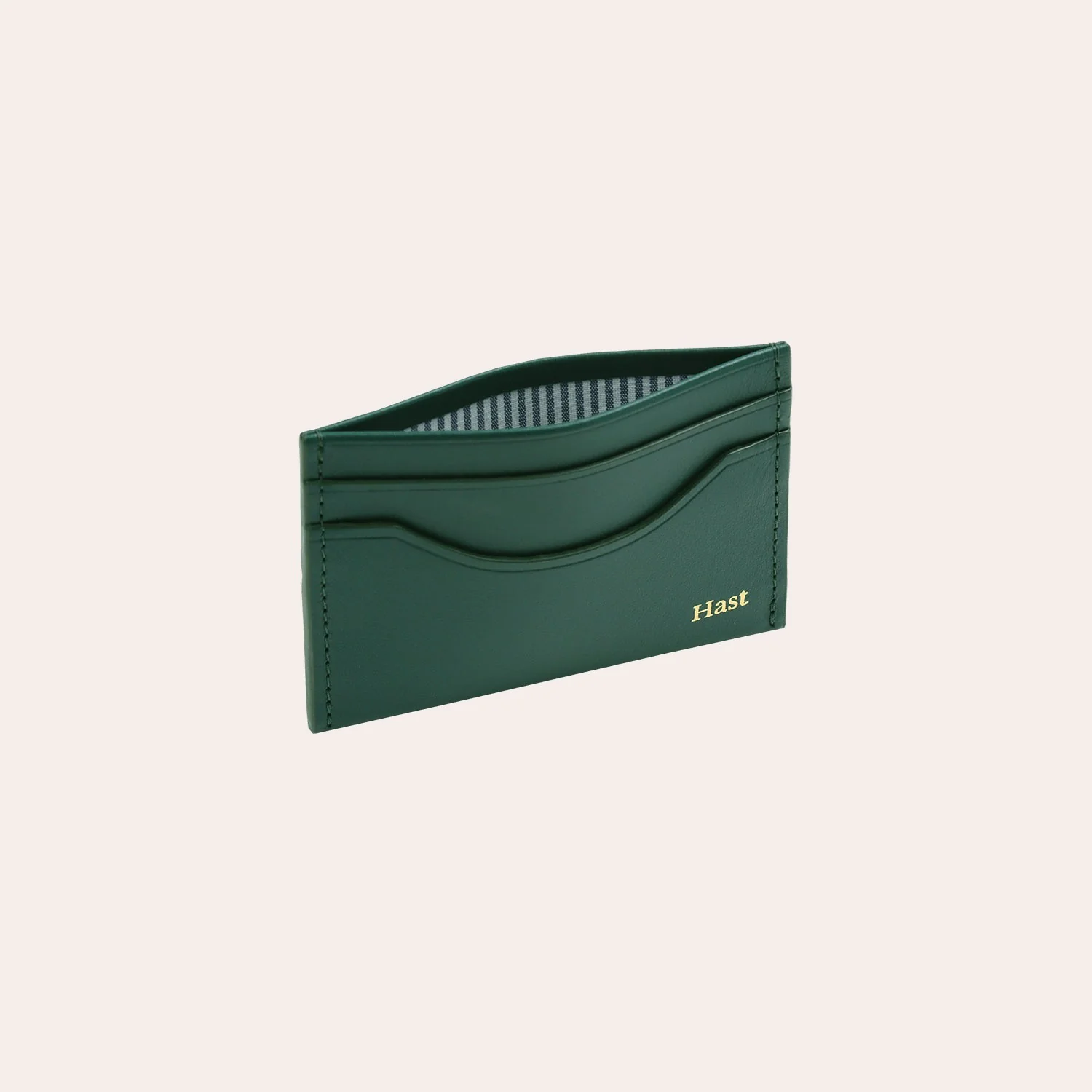 Green smooth leather card holder