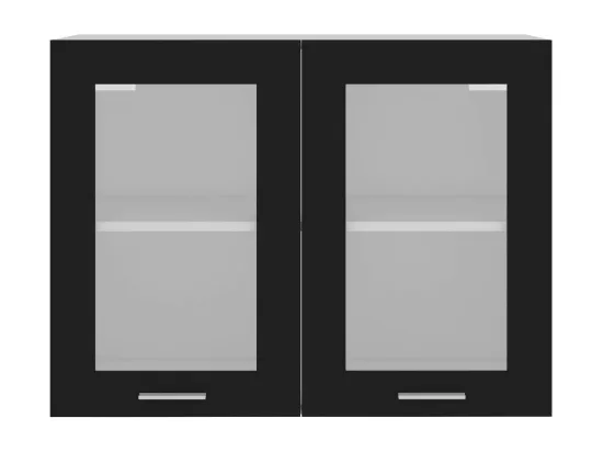 Armoire de cuisine en verre suspendue Noir 80x31x60