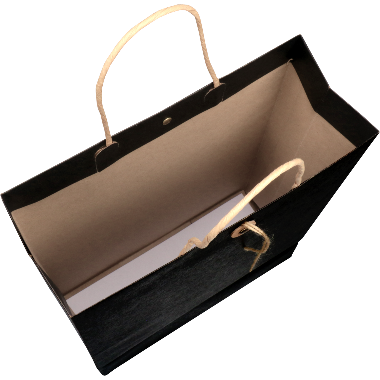 Tas, Papier, gedraaid papieren koord, japanse sluiting, 25.5x 10x33cm, draagtas, zwart