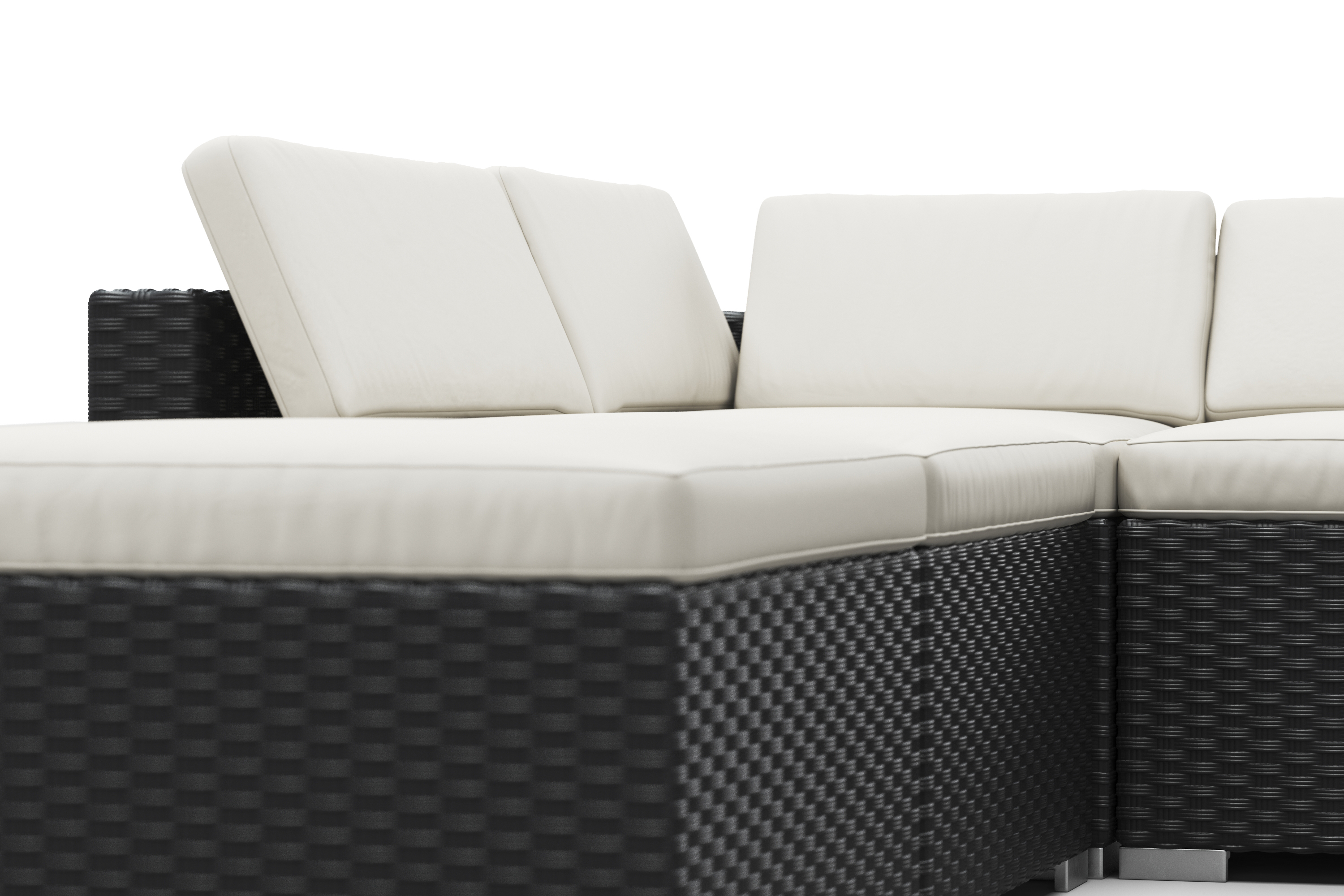 Rattanlounge TEXAS schwarz/weiss