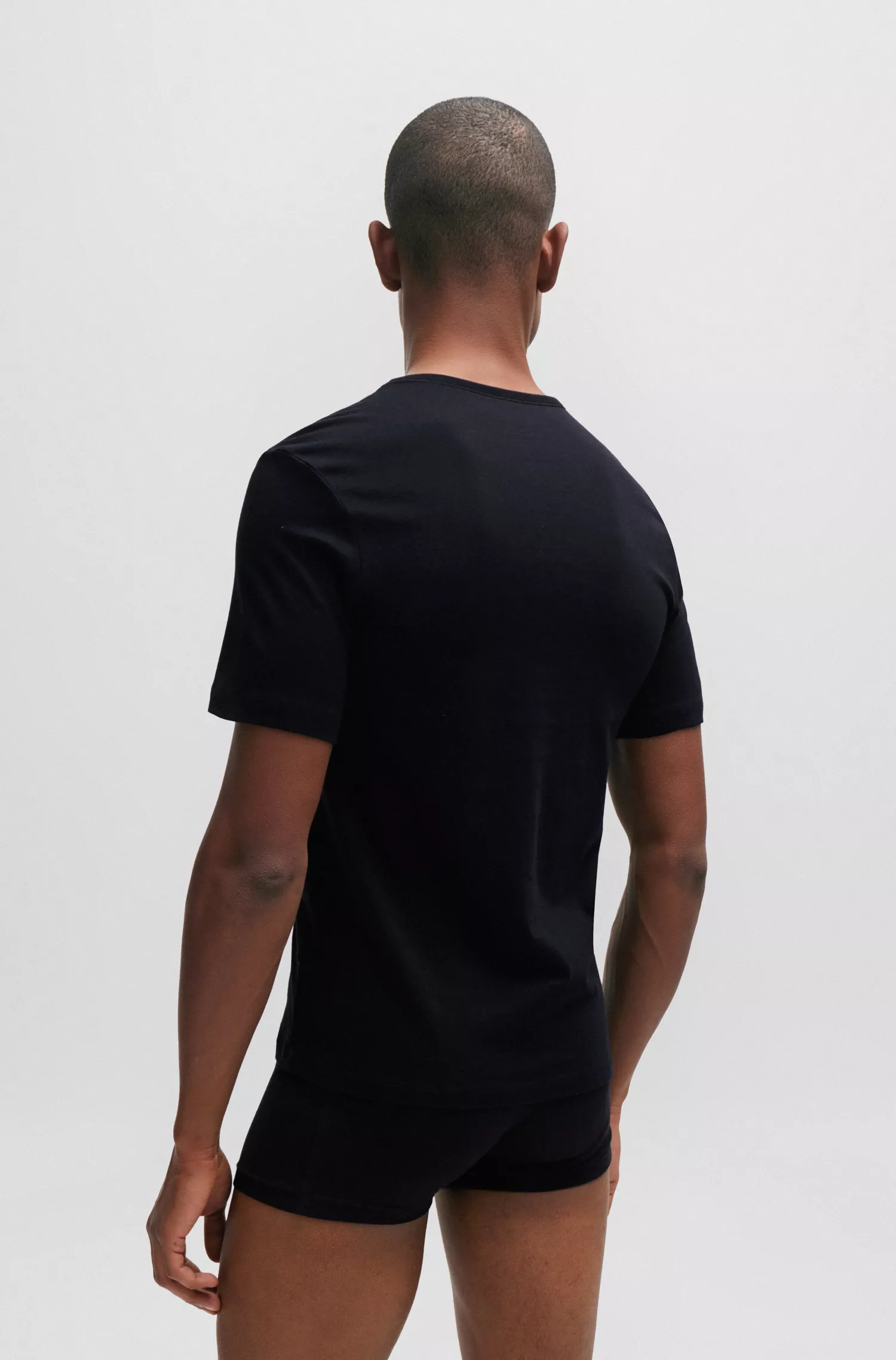 BOSS Black - Pacote com três camisetas de marca em malha de algodão
