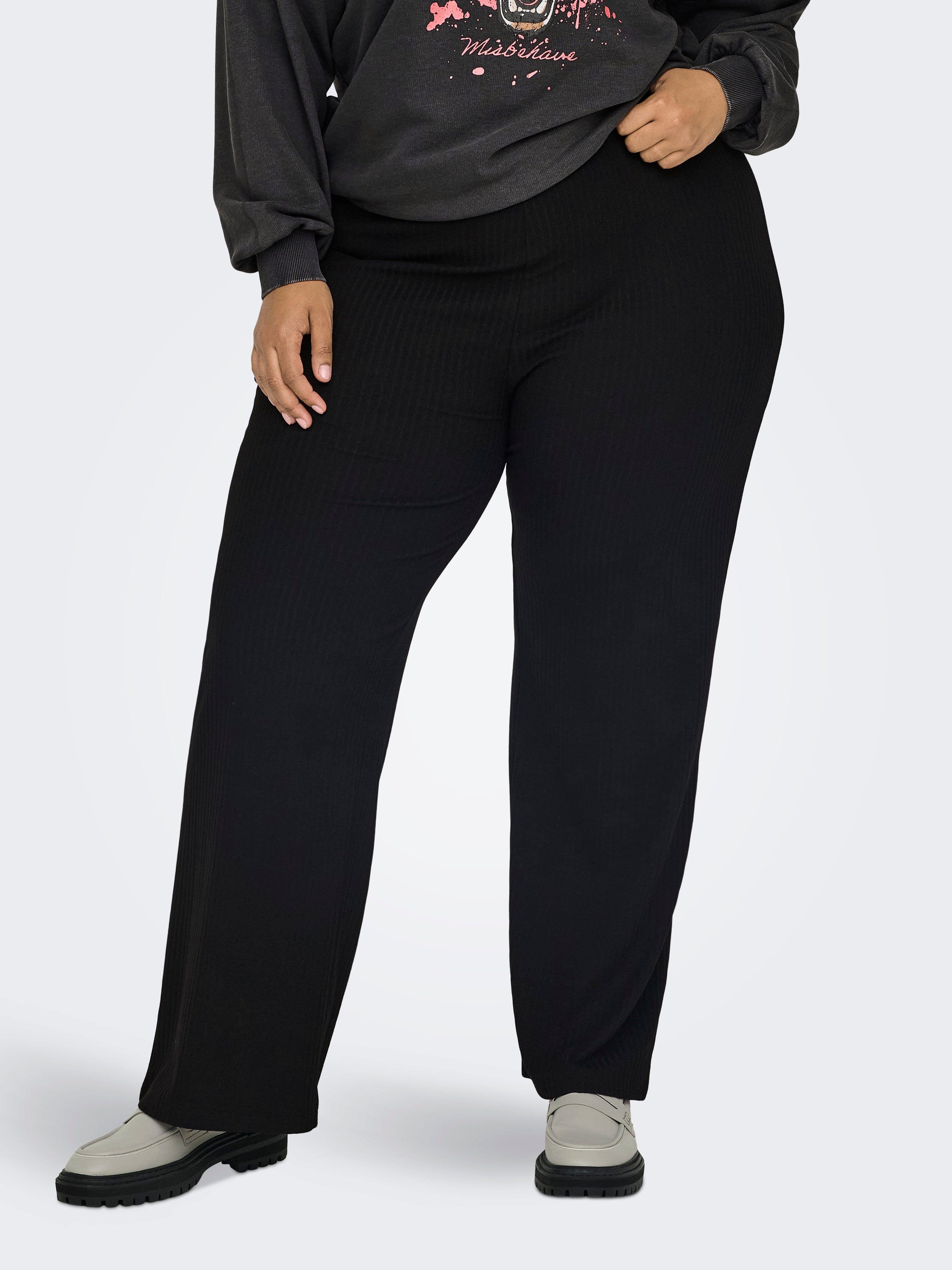 CAREMMA Normal geschnitten Hose mit weitem Beinschnitt Black