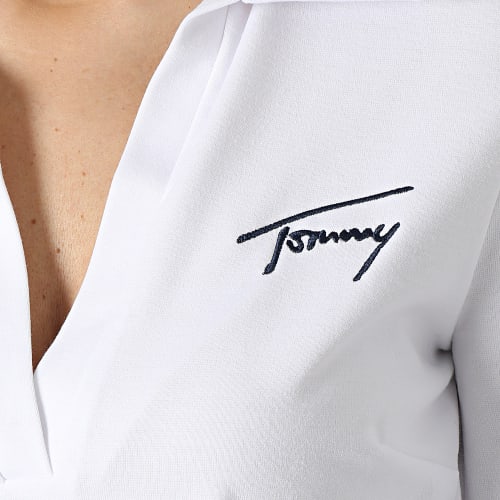 Polo Manches Longues Femme Baby Crop Signature 4965 Blanc