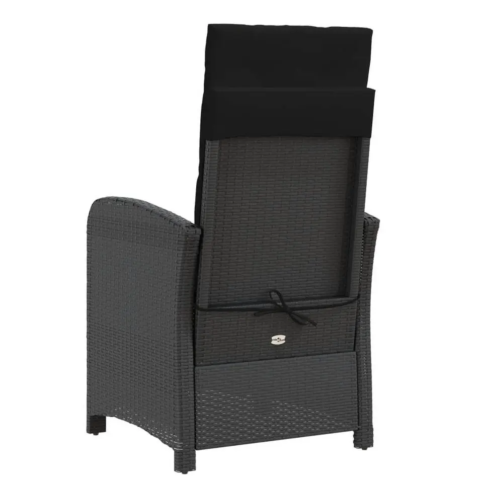 vidaXL - Verstelbare tuinstoel - Kussens - Zwart - Poly rattan - 2 stuks