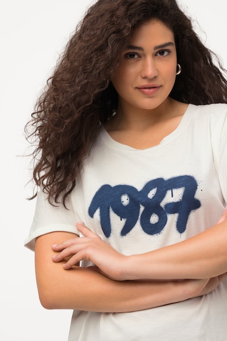 T-Shirt, Spray-Design, Oversized, Rundhals, Halbarm