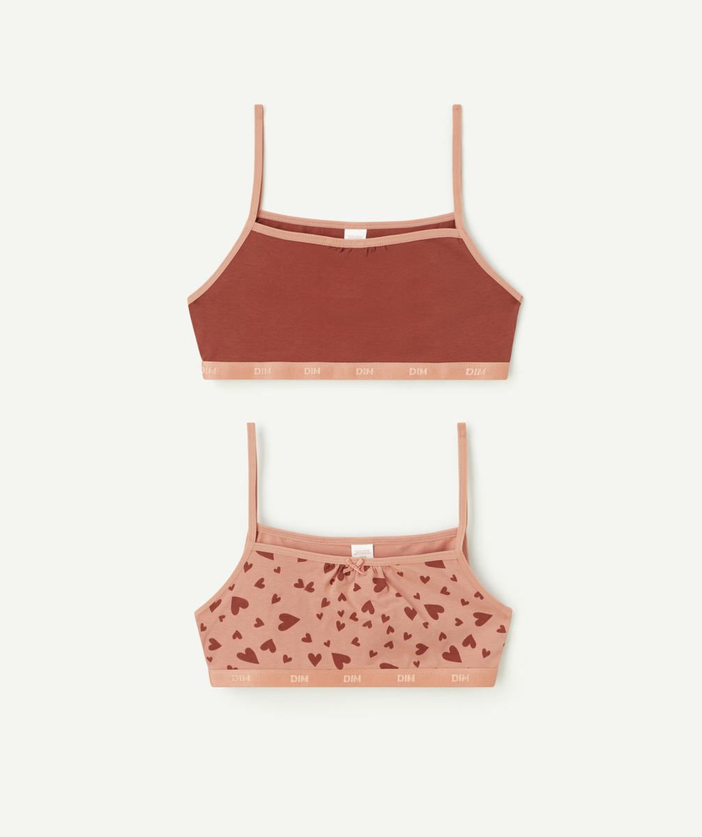 DIMLOT DE 2 BRASSIÈRES POCKET ROSE ET IMPRIMÉ COEUR