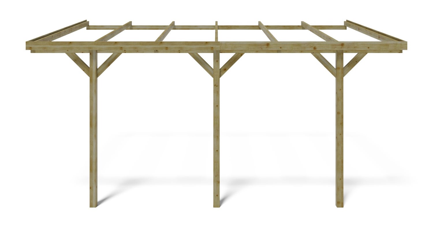 Carport garagedak 3x5,24 m - 15 m2 - gemonteerd op de huismuur