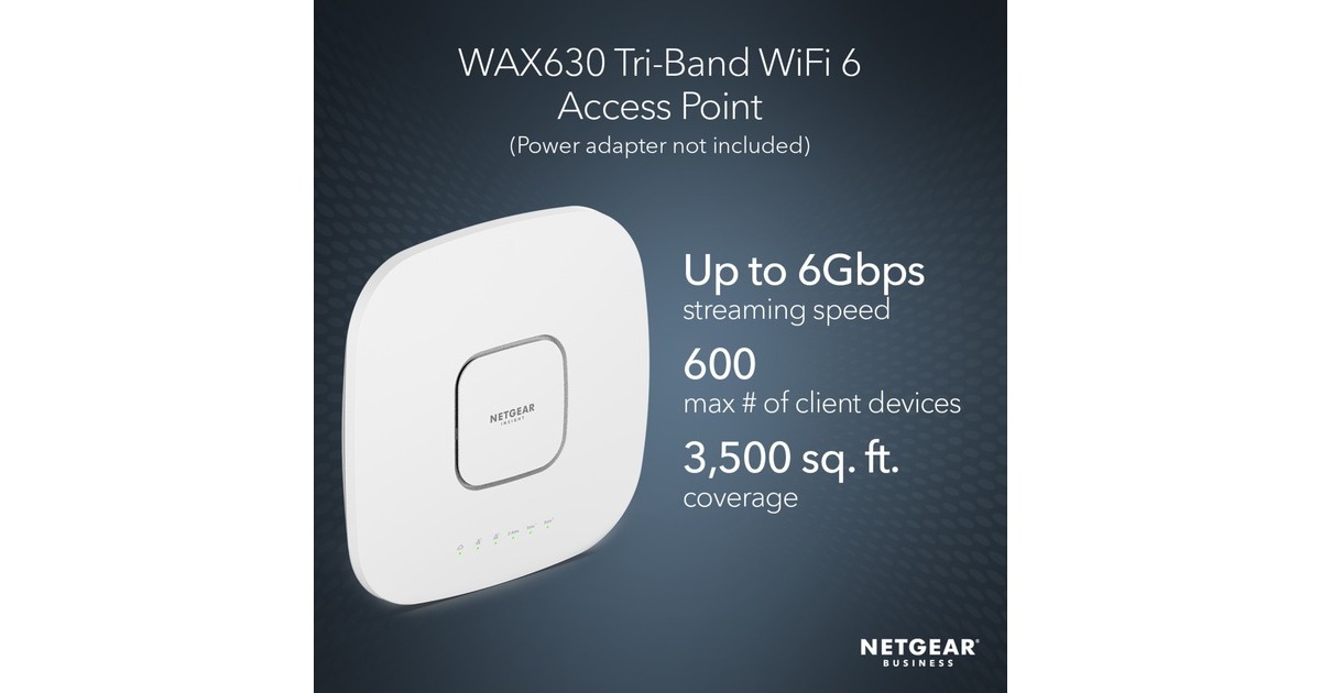 NetgearWAX630 Tri-Band PoE Multi-Gig WiFi 6 Acces Point access point  (Wit, Insight Managed | AX6000)