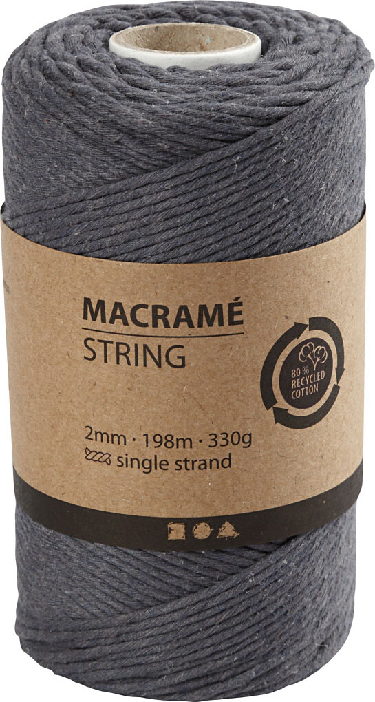 Macramé Snor - L 198 M - Ø 2 MM - Grå - 330 G