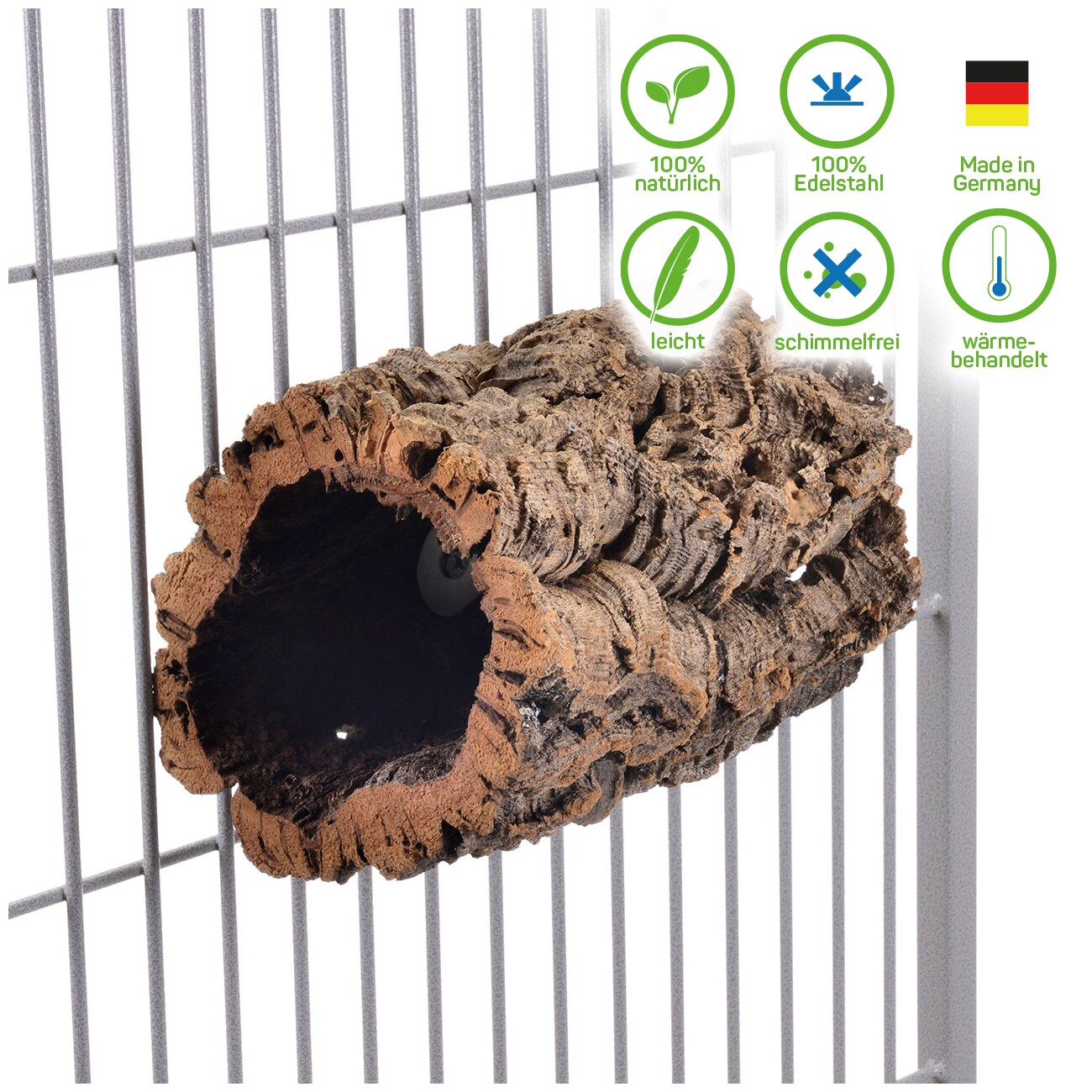 HappyBird Natur Kork Höhle & Tunnel S