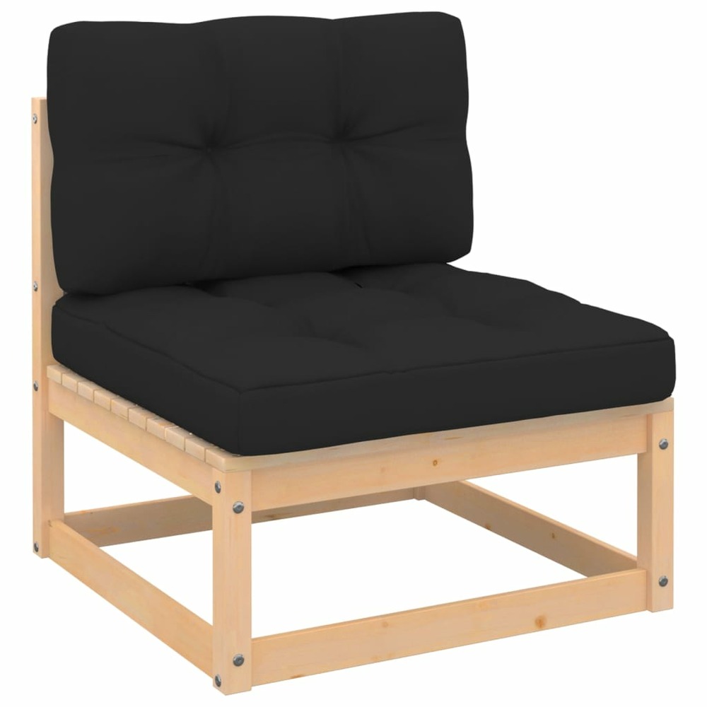 Salon de jardin meuble d'extérieur ensemble de mobilier 7 pièces avec coussins bois de pin massif