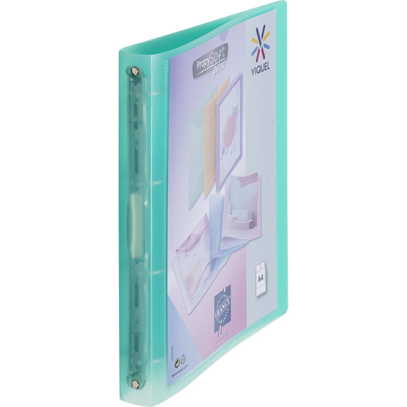 Classeur 4 anneaux plastifié Viquel Propysoft personnalisable A4 - Dos 3,5 cm couleurs assorties translucides