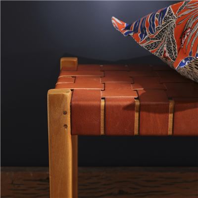 Banc en teck assise en cuir