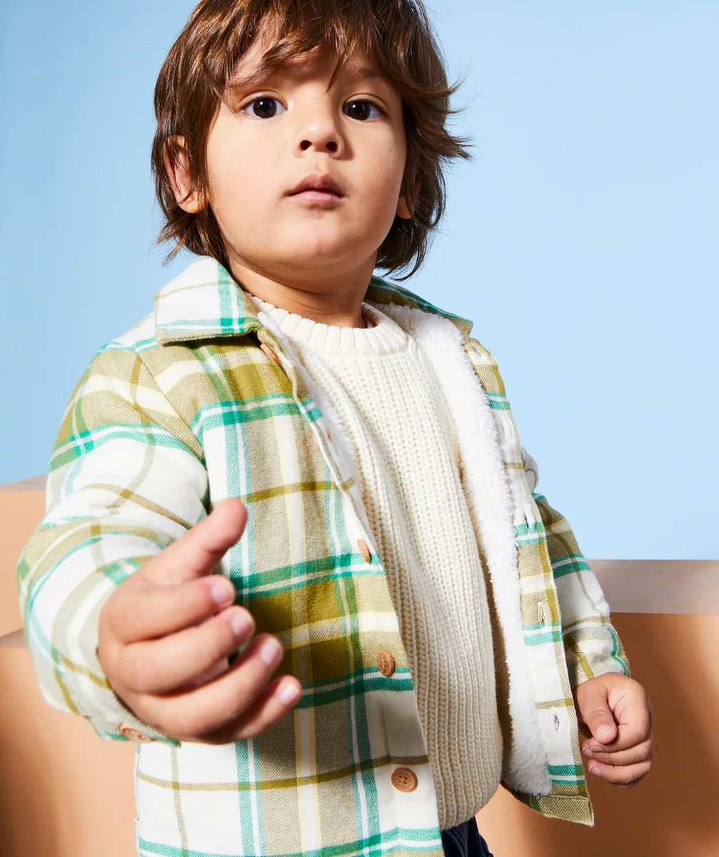 CHEMISE À CARREAUX MANCHES LONGUES BÉBÉ GARÇON AVEC INTÉRIEUR EN SHERPA