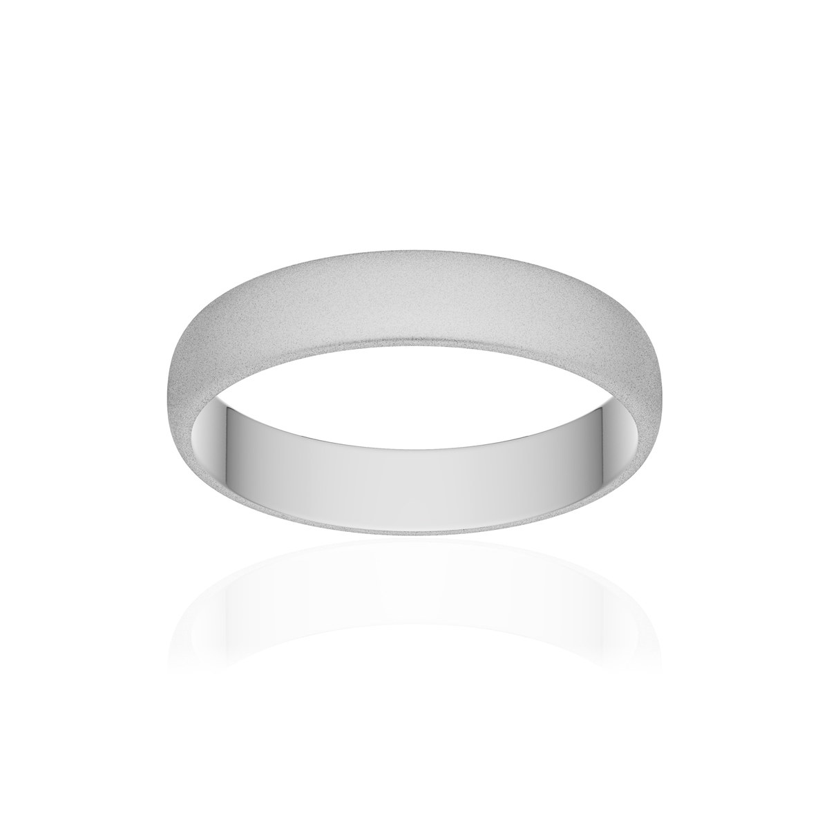 Alliance platine 950 sablé demi-jonc 4 mm