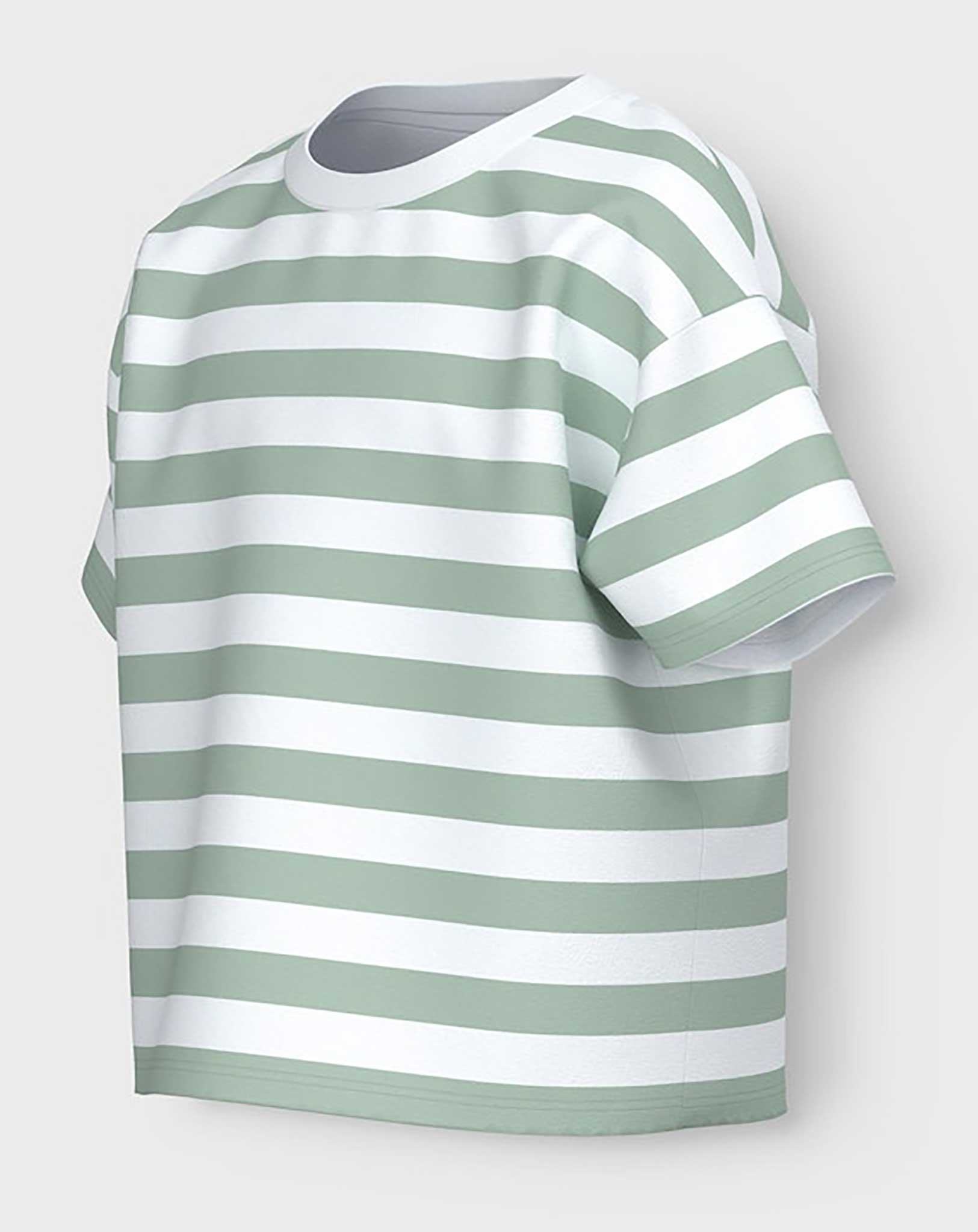T-Shirt NKFVITANNI BOXY STRIPES in silt green