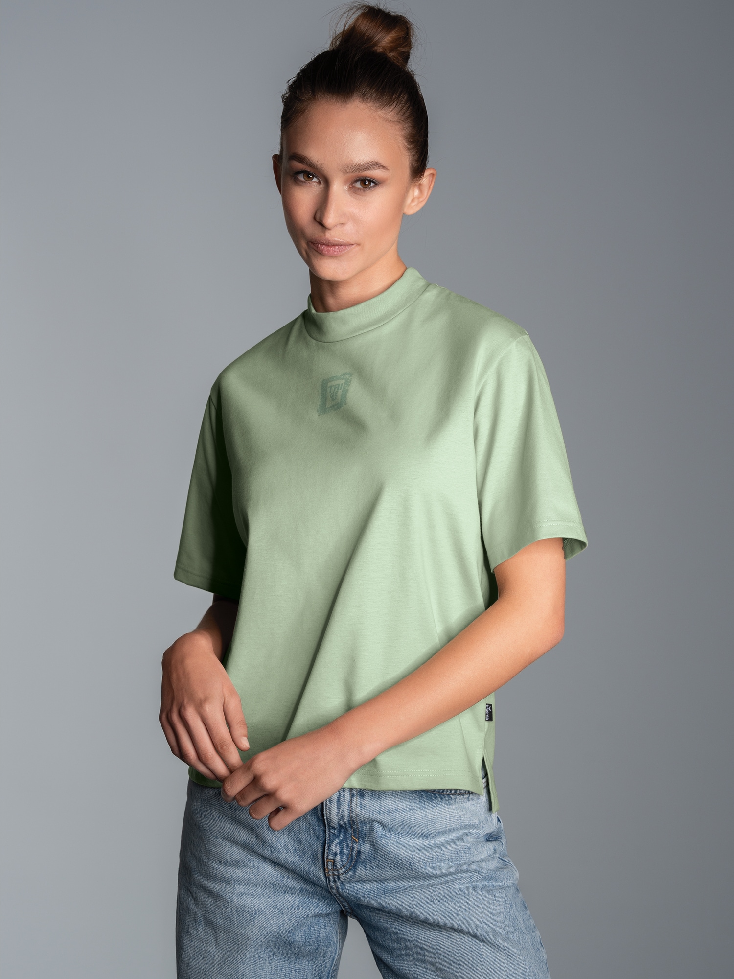 T-Shirt mit Stehkragen Green tea
