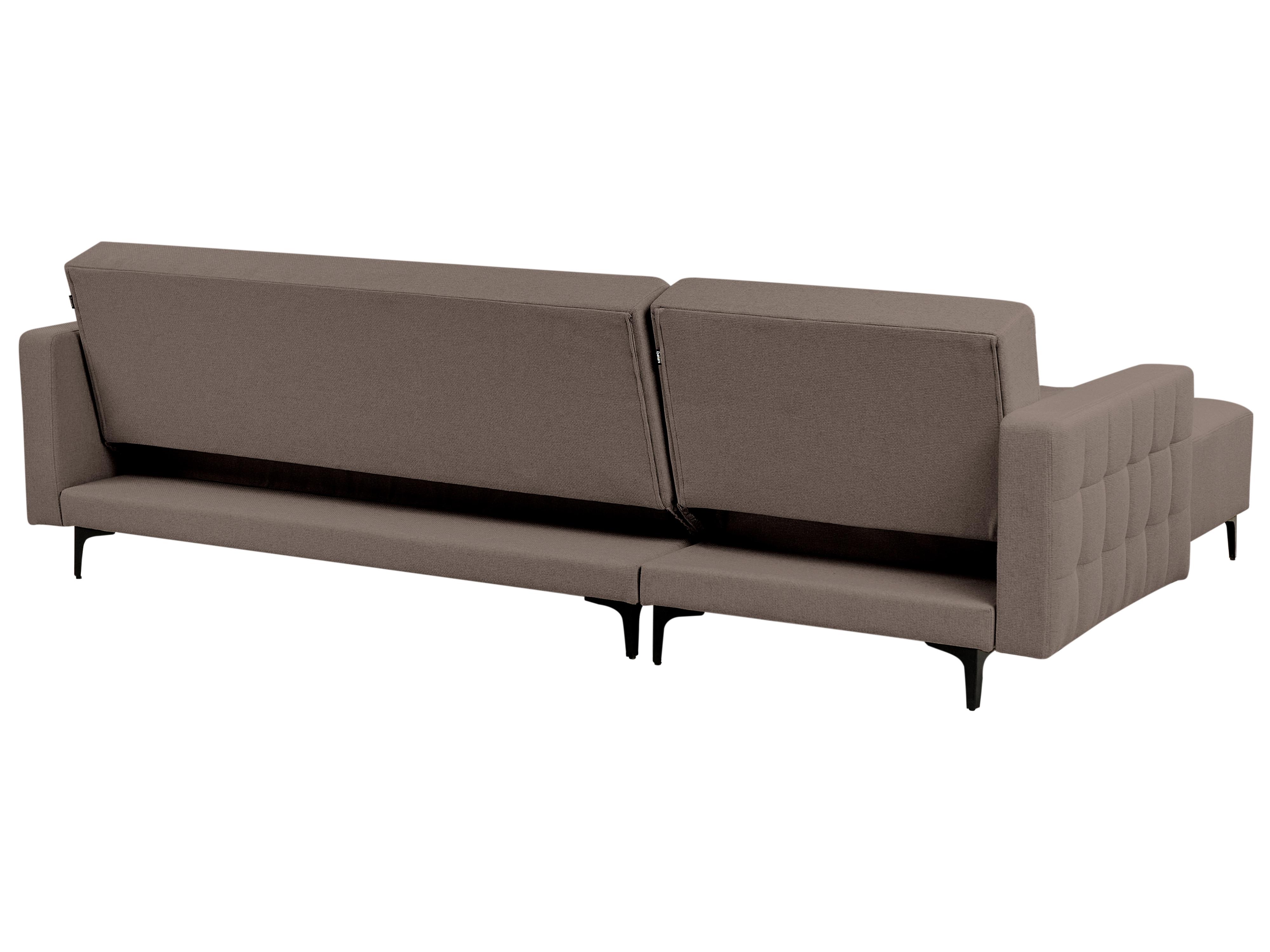 Modulaire hoekslaapbank 4-zits ABERDEEN Stof Taupe met ottomaan rechtszijdig