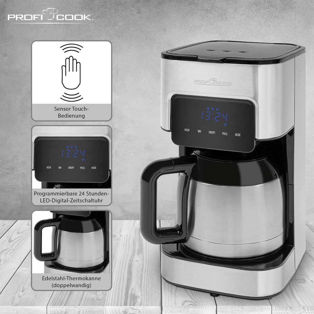 ProfiCook Thermo-Kaffeeautomat PC-KA 1191 Edelstahl / Schwarz