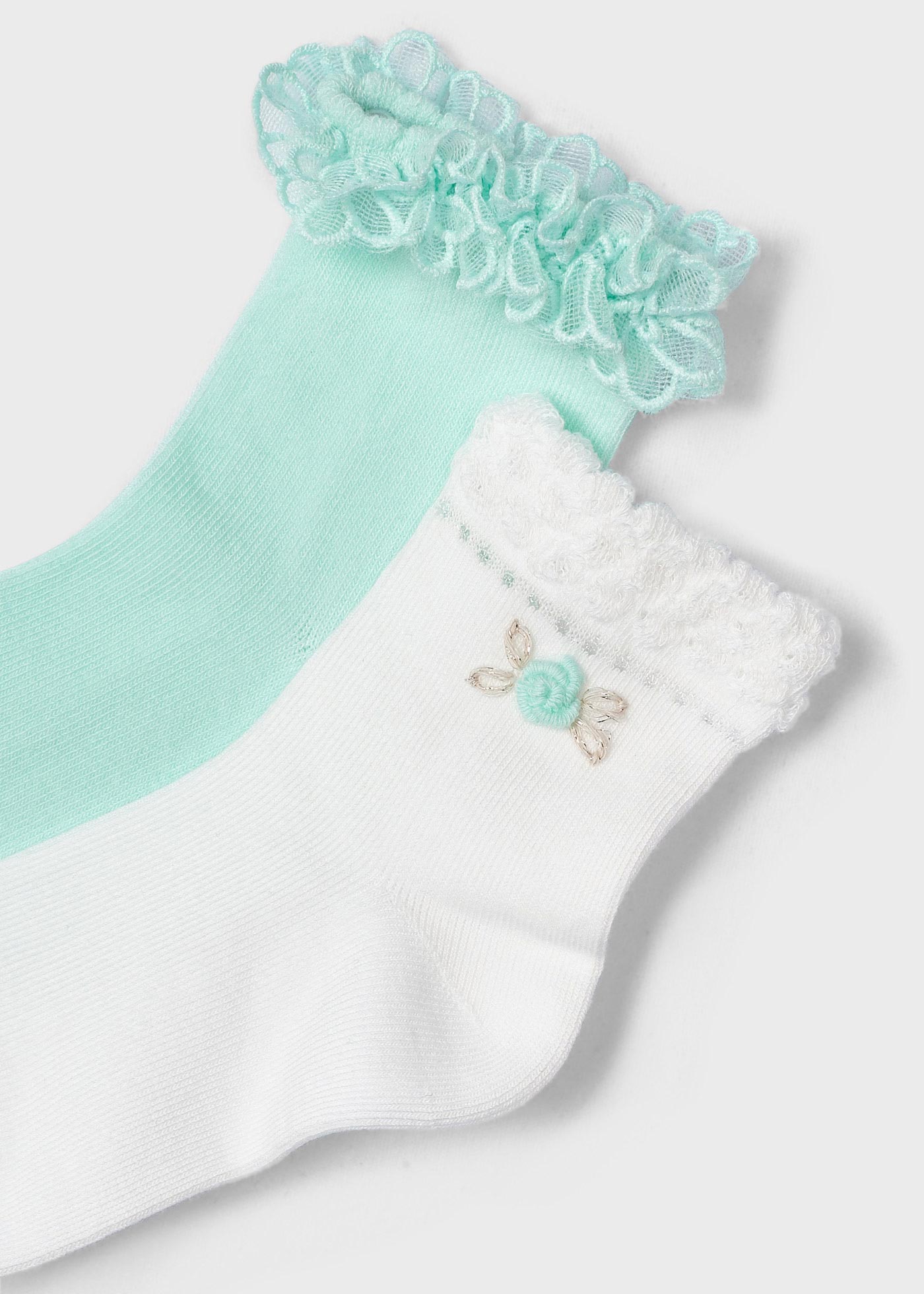 Pacote com 2 pares de meias de algodão orgânico para meninas