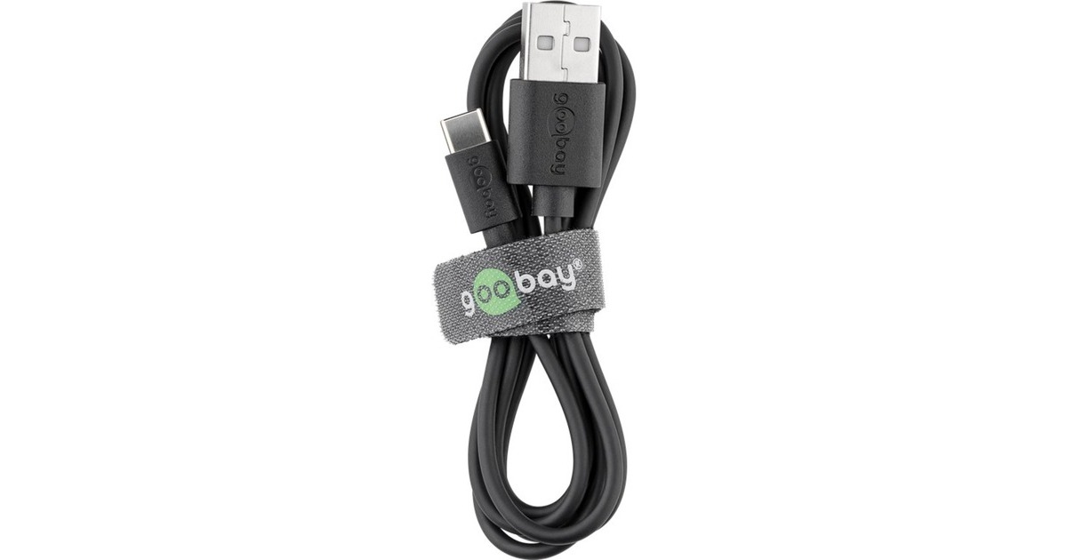 goobayUSB-C 2.0 oplaad- en synchronisatiekabel  (Zwart, 10cm)