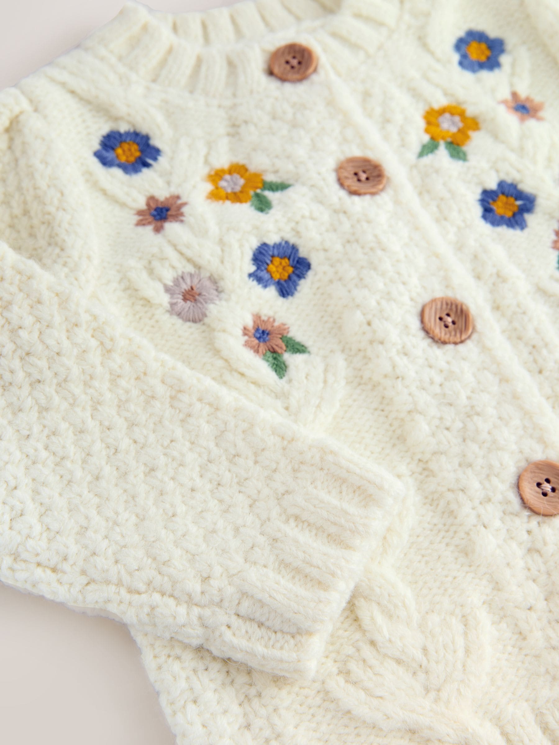 Ecru - Vest met geborduurde bloemen (3 mnd- 10 jr)