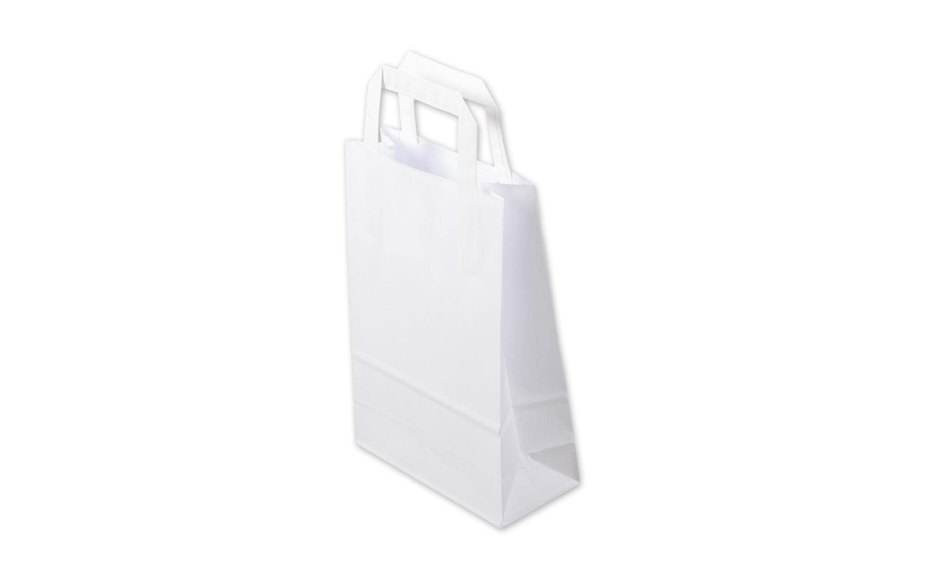 Geschenktüte mit Flachhenkel 18 x 6 x 26 cm 50 Stück, WeissPapiertasche