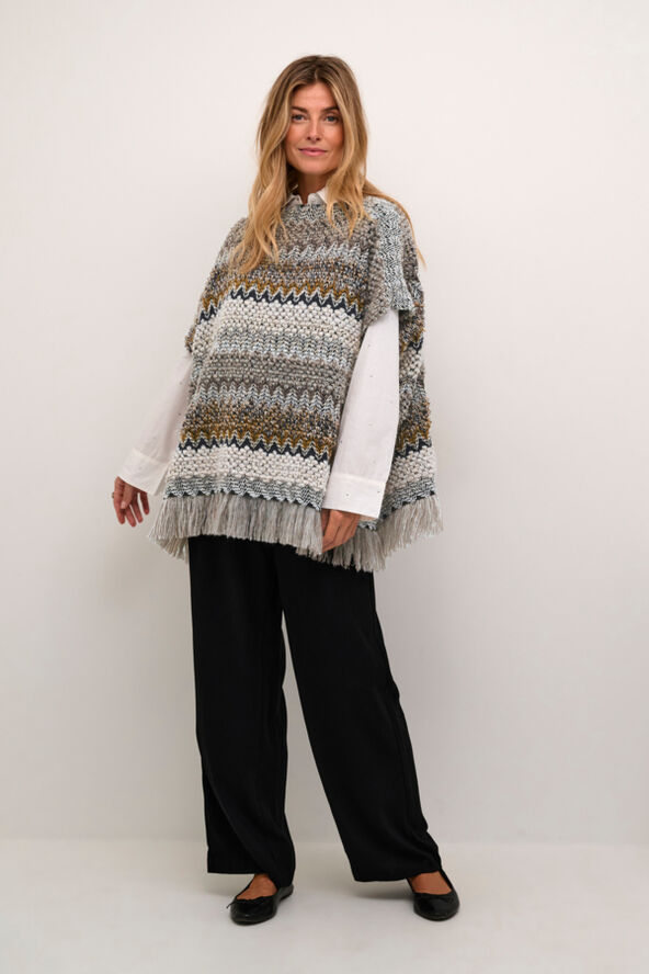 Cream CRGoldy Knit Poncho Geometric beige pastel