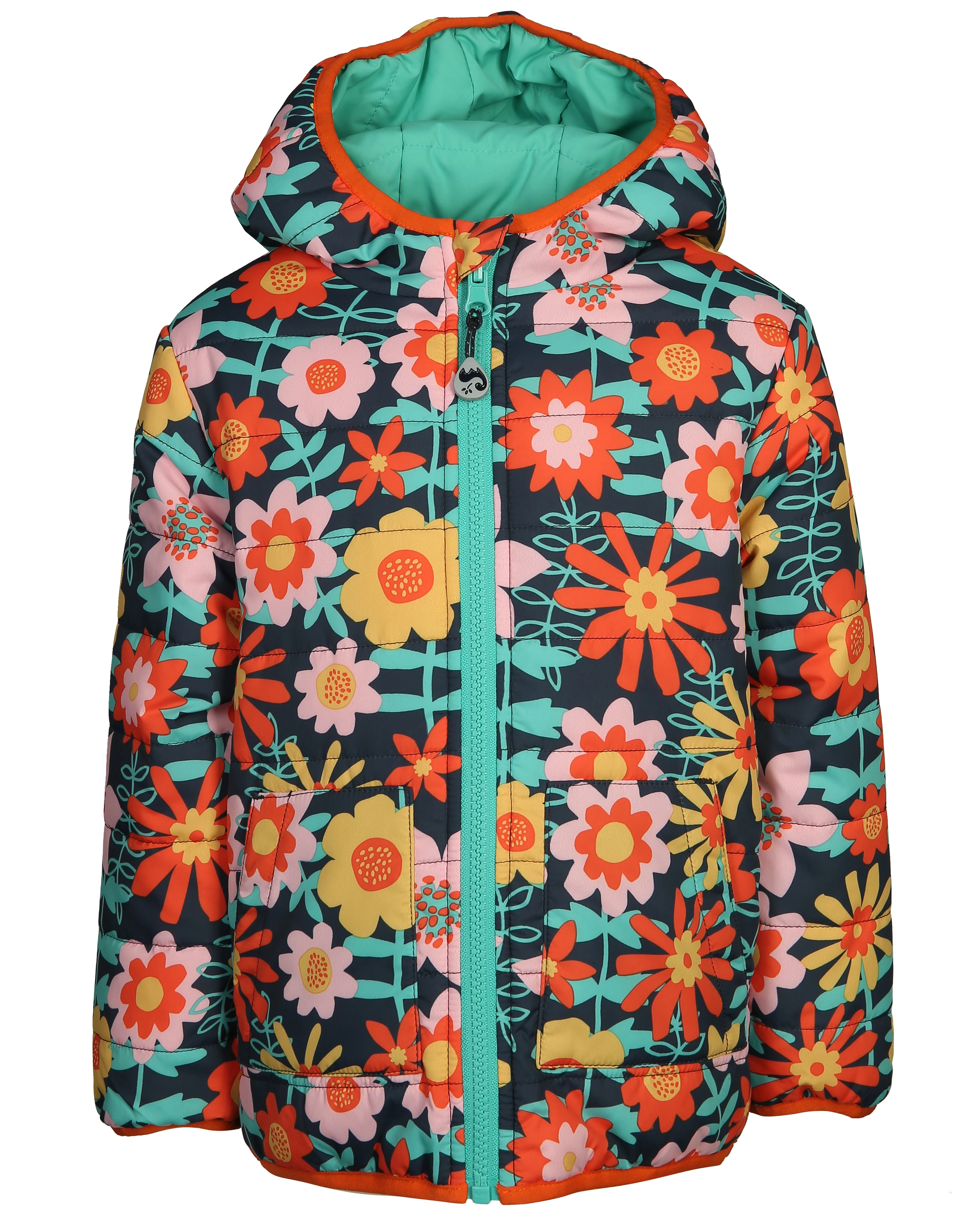 Steppjacke TOASTY - DAHLIA zum Wenden in bunt/türkis