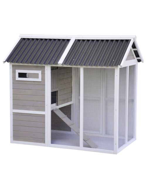 Homestyle Kippenhok Toscany - Kippenhok - 128x120x138 cm Wit Bruin